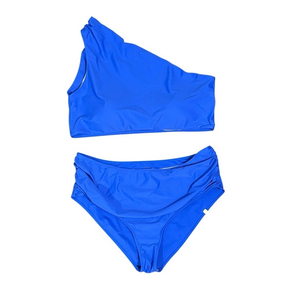 Summersalt The Ruched Sidestroke Bikini Set Top High Rise Bottom Blue Size 20/22 - Picture 1 of 8
